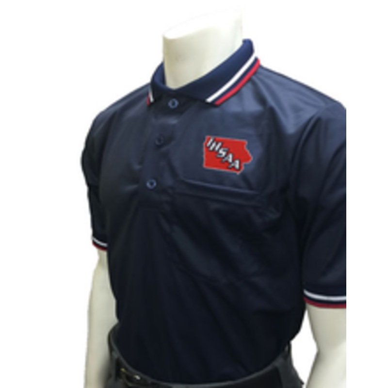 Iowa IHSAA Embroidered Body Flex Style Navy Blue Umpire Shirt