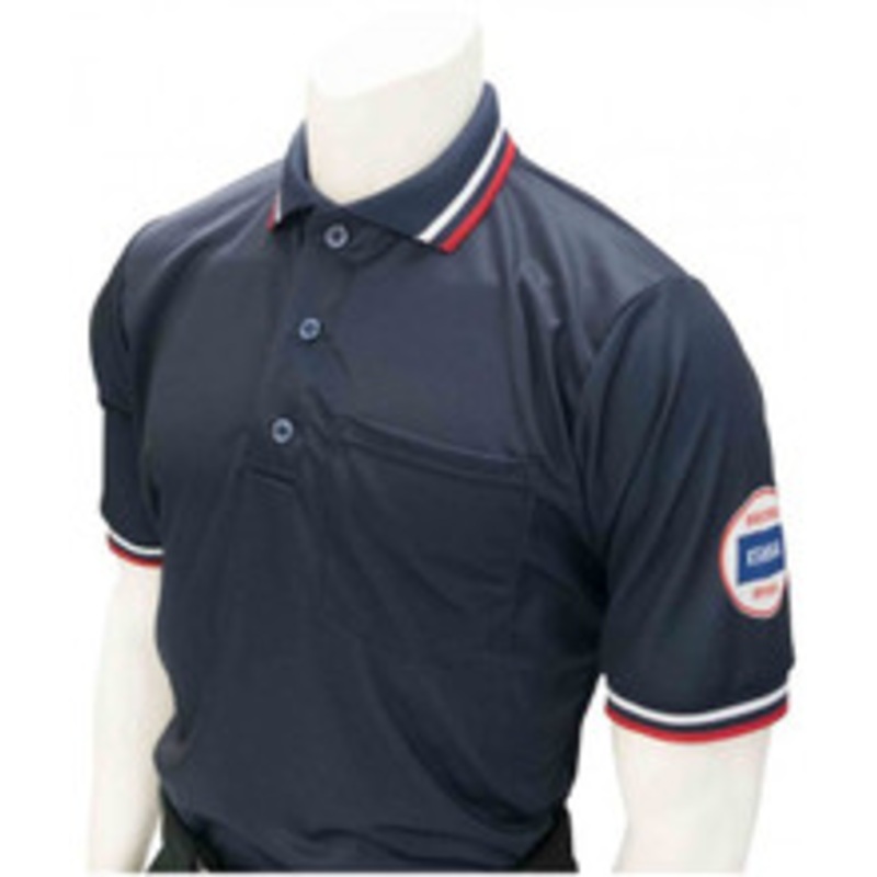 Kansas KSHSAA Navy Dye Sublimated Umpire Shirt With Reverse Flag