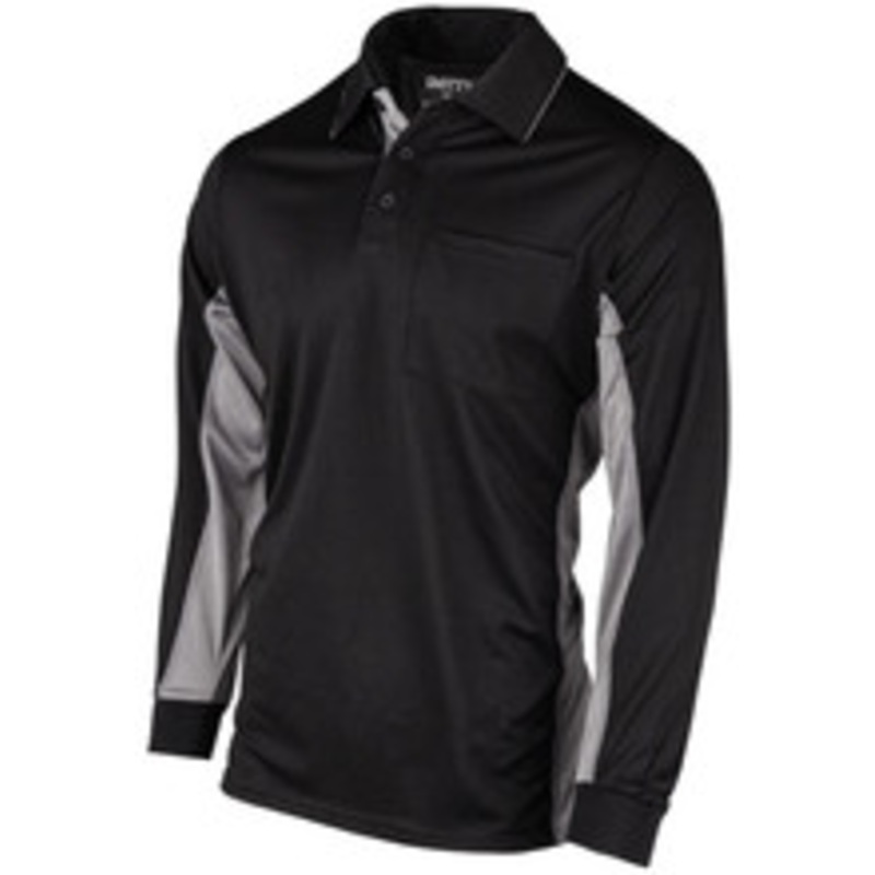 Smitty MLB Replica Black w/Charcoal Side Panel Long Sleeve Body Flex Style Umpire Shirt