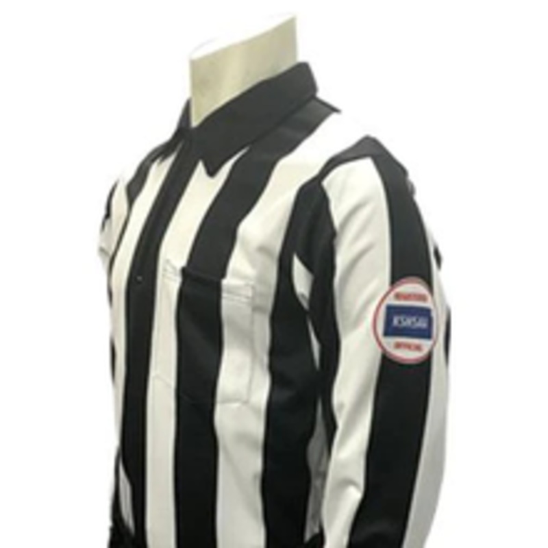 Kansas KSHSAA Long Sleeve 2 1/4 Dye Sublimated Football Referee Shirt Reverse Flag