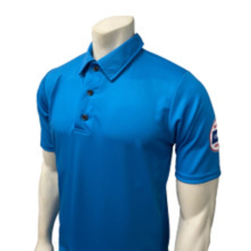 Kansas KSHSAA Men's Bright Blue Volleyball Referee Shirt With Flag