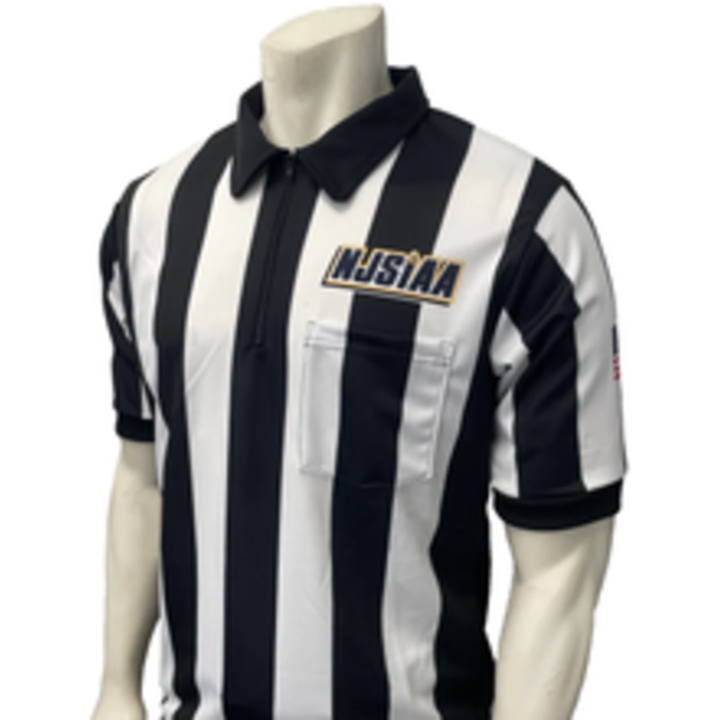 New Jersey NJSIAA 2 1/4 Stripe Body Flex Men's Short Sleeve Football Referee Shirt
