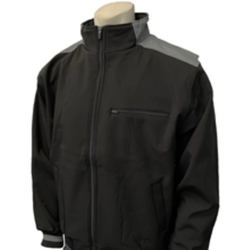 Smitty MLB Style Full Zip Thermal Fleece Black with Charcoal Grey Trim Umpire Jacket 