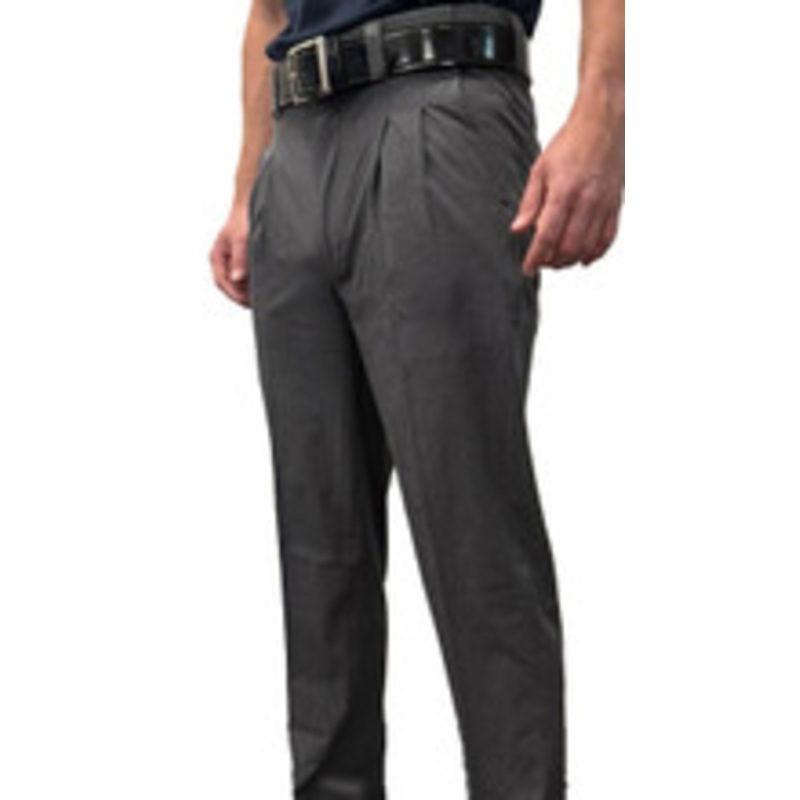 Smitty Tapered Fit Poly Spandex Charcoal Grey Flat Front Umpire Base Pants Expander Waistband