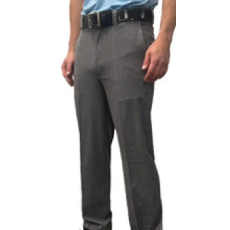 Smitty Ultra Tapered Fit Flat Front Poly Spandex Heather Grey Umpire Base Pants Expander Waistband