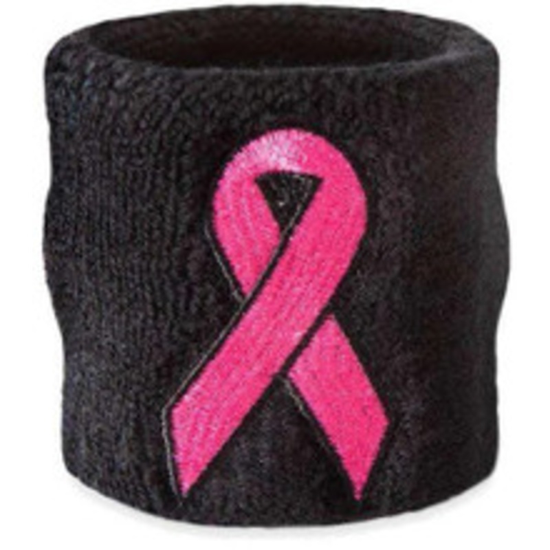 Black Pink Ribbon Wristband