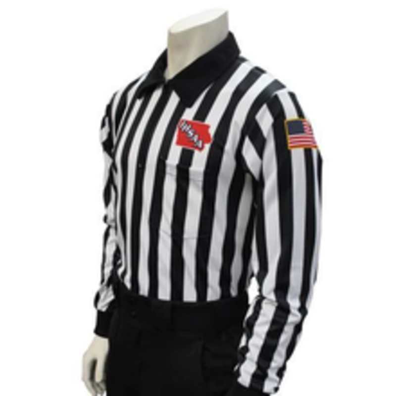 Iowa IHSAA 1 Stripe Long Sleeve Lite Weight Football Referee Shirt 