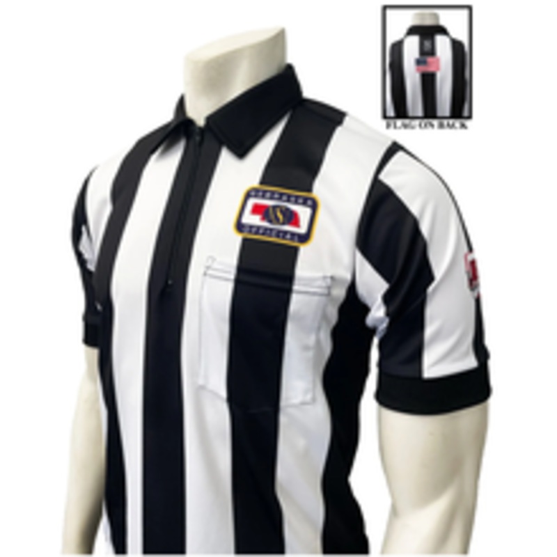 Nebraska NHSOA Dye Sublimated 2 1/4 Stripe Short Sleeve Football Referee Shirt