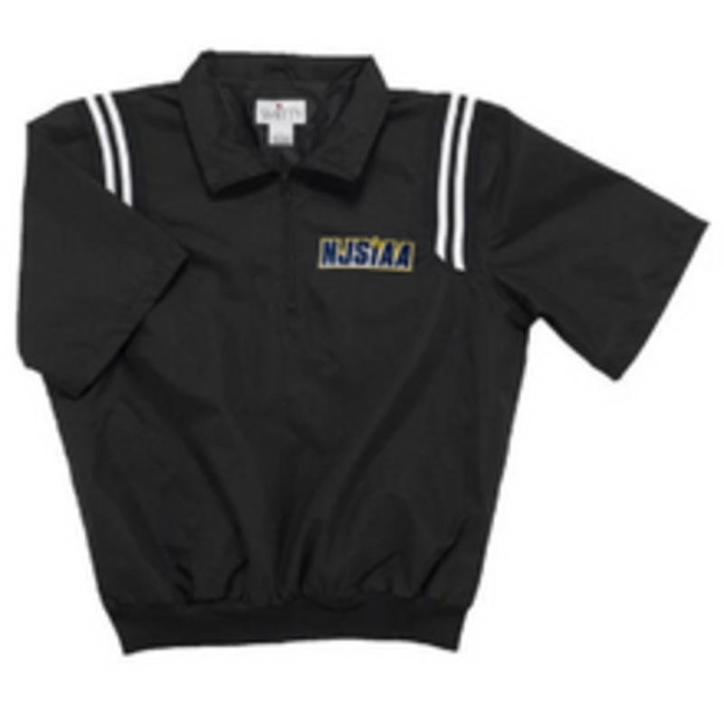 New Jersey NJSIAA Black Half Sleeve Umpire Pullover with Black /White Trim