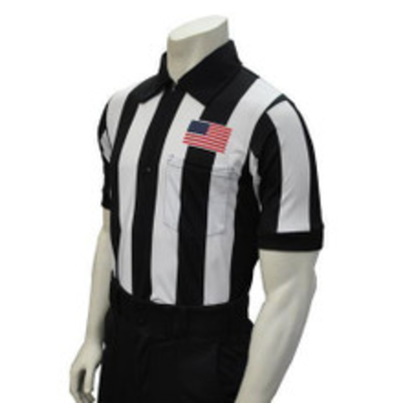 Smitty Officials Apparel Body Flex 2 1/4 Stripe Short Sleeve Football Referee Shirt With Chest Flag