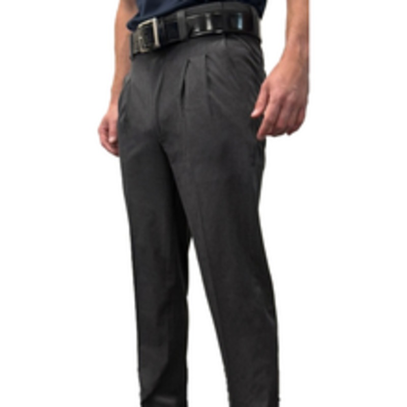 Smitty Ultra Tapered Fit Poly Spandex Charcoal Grey Pleated Umpire Base Pants Expander Waistband