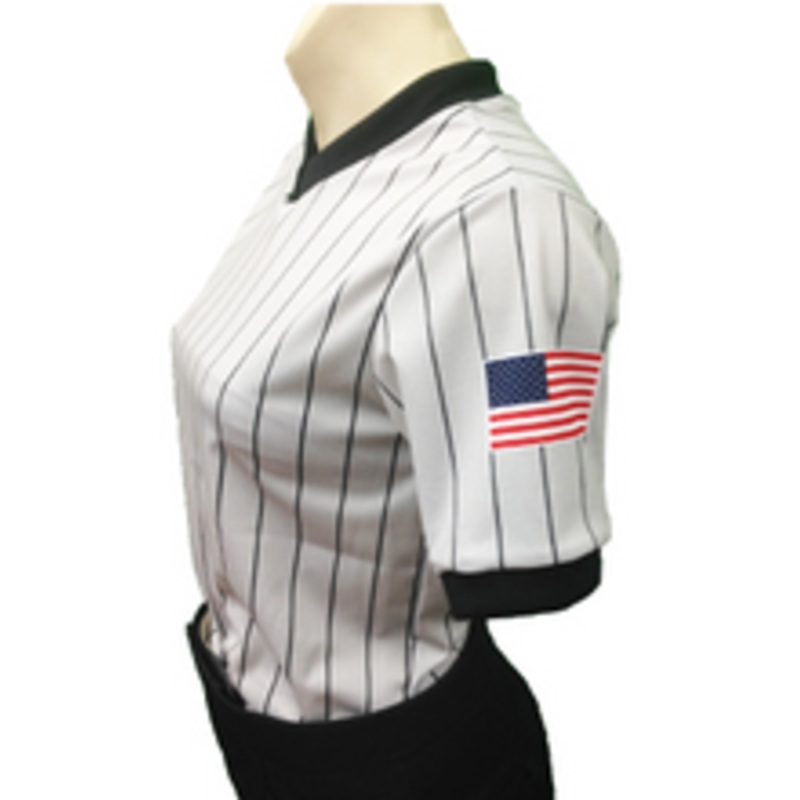 Smitty Women's Grey Referee Shirt with White Border US Flag