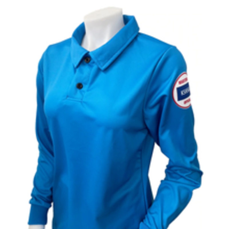 Kansas KSHSAA Women's Long Sleeve Bright Blue Volleyball Referee Shirt