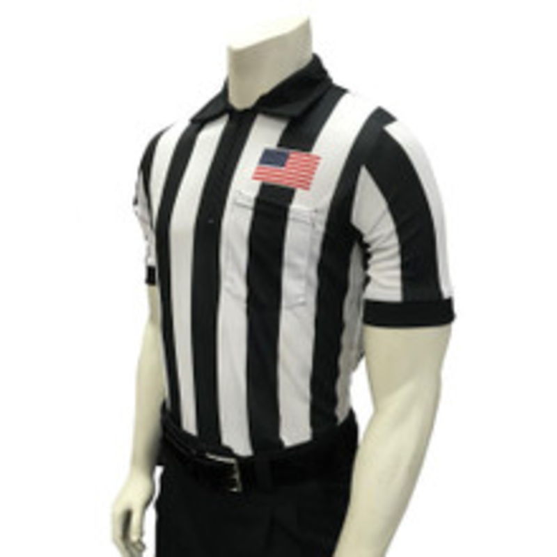 Smitty Official's Apparel 2 Stripe Dye Sublimated Short Sleeve Football Referee Shirt With Chest Flag