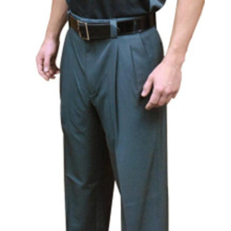 Smitty Pleated Dark Charcoal Grey Poly/Spandex Combo Umpire Pants Expander Waistband