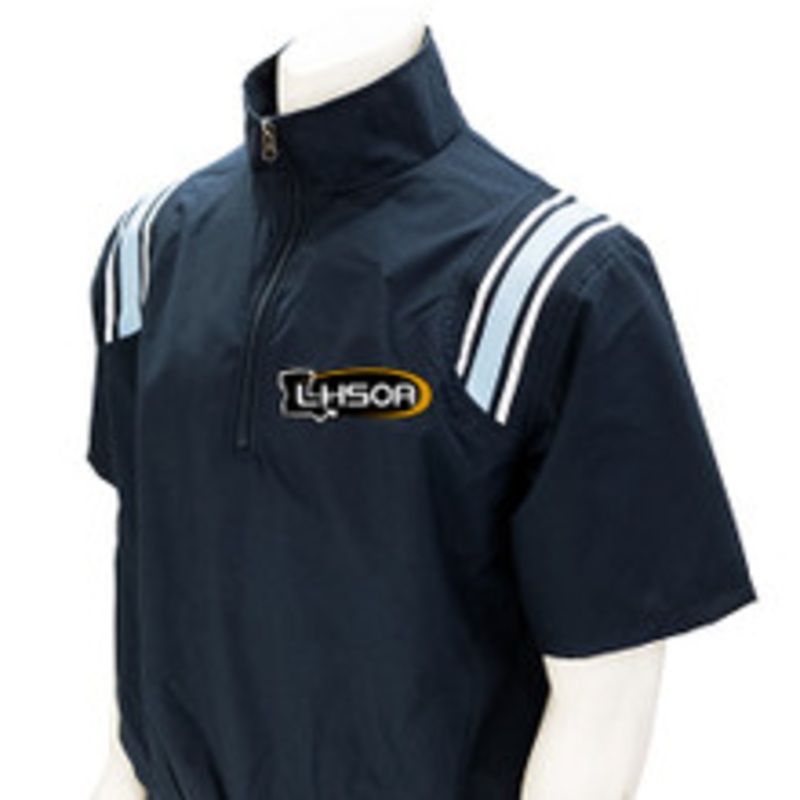 Louisiana LHSOA Navy Half Sleeve Umpire Pullover with Powder Trim