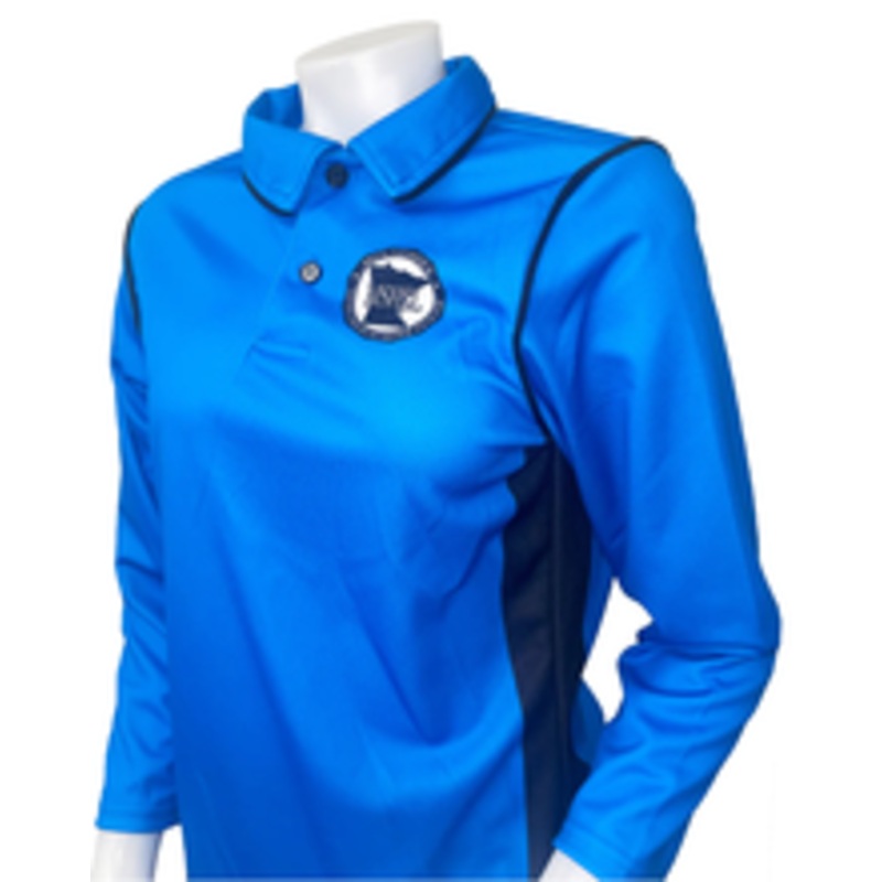 Minnesota MSHSL Women's Long Sleeve Bright Blue Volleyball/Swimming Referee Shirt 