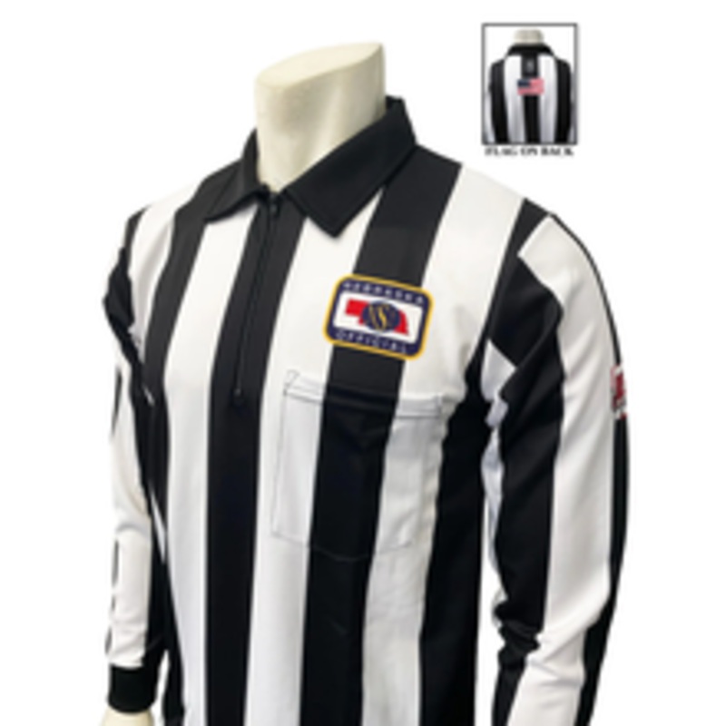 Nebraska NHSOA Dye Sublimated 2 1/4 Stripe Long Sleeve Football Referee Shirt