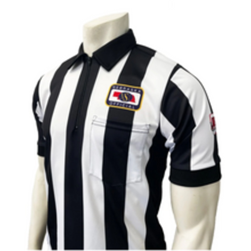 Nebraska NHSOA SS 2 1/4 Stripe Football Referee Shirt No Flag