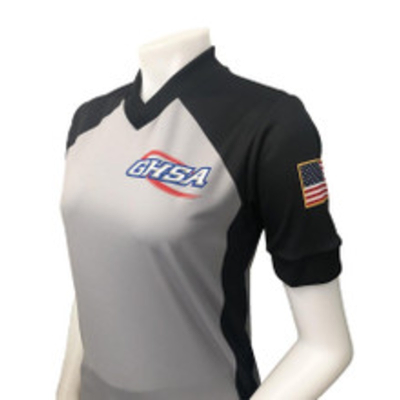 Smitty Officials's Apparel Georgia GHSA Body Flex Women's Grey and Black Basketball Referee Shirt
