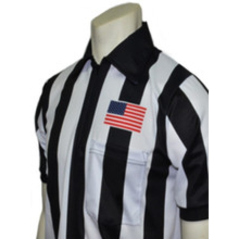 Cliff Keen 2 Stripe Short Sleeve Football Referee Shirt Chest Flag