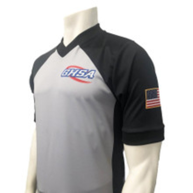 Georgia GHSA Men's Body Flex Grey and Black Basketball Referee Shirt