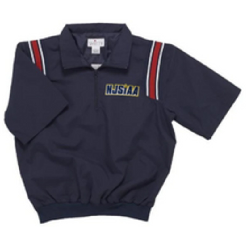 New Jersey NJSIAA Navy Half Sleeve Umpire Pullover with Red/White Trim