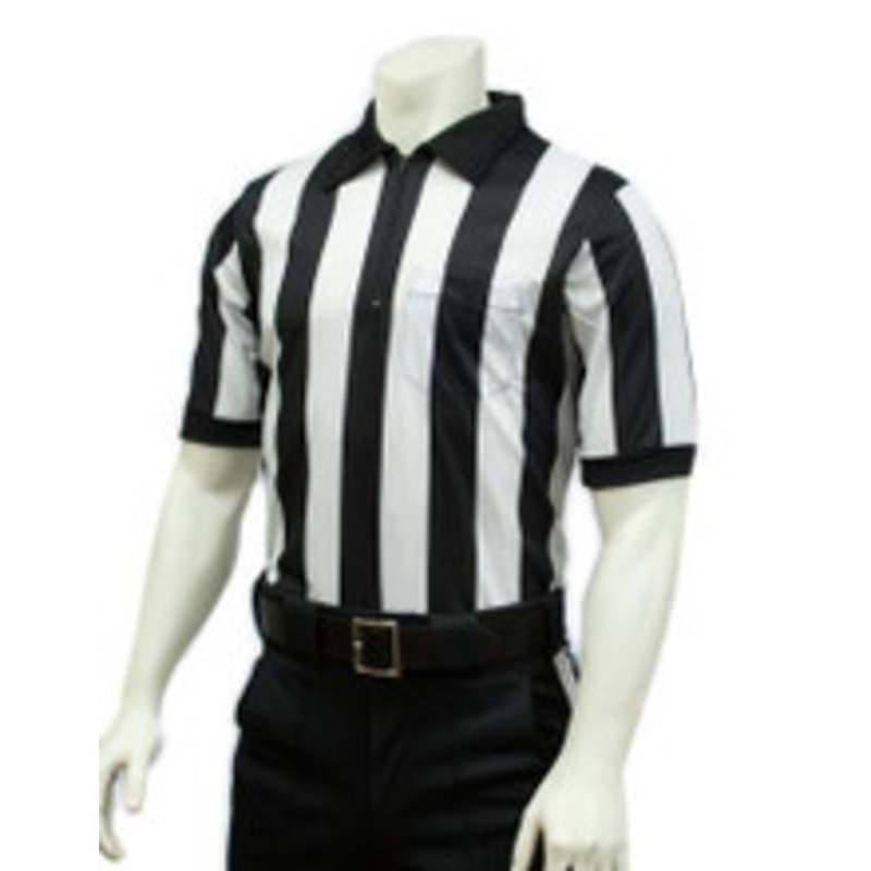 Smitty Official's Apparel 2 inch Stripe Short Sleeve Body Flex Football Referee Shirt No Flag