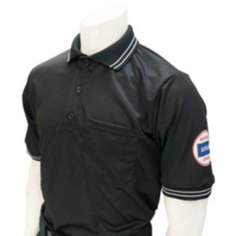 Kansas KSHSAA Black Dye Sublimated Umpire Shirt With Reverse Flag