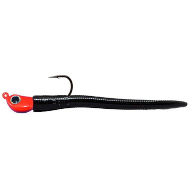 RonZ Shallow Water Series Rigged Soft Bait - Red Head - Black Pearl