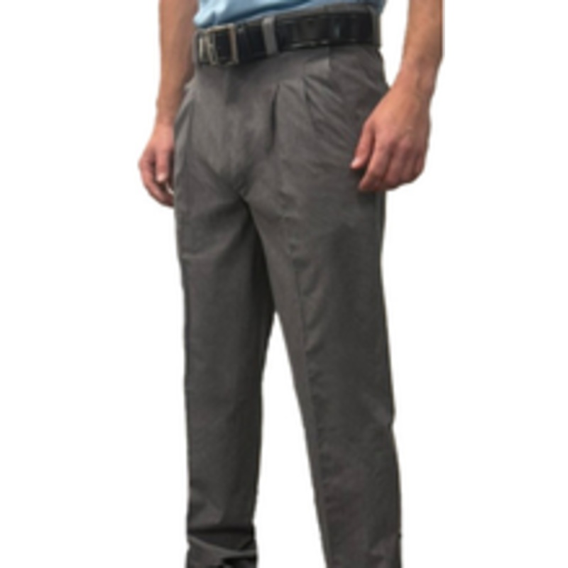 Smitty Ultra Tapered Fit Pleated Poly Spandex Heather Grey Umpire Base Pants Expander Waistband