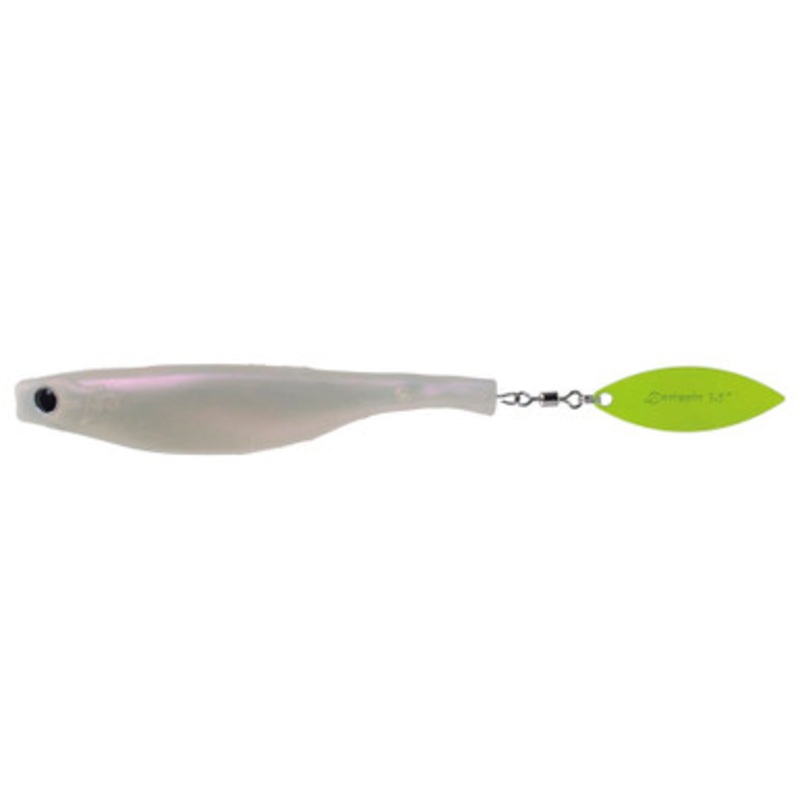Hyperlastics Dartspin Lure - 3.5in - Solid Pearl/Chartreuse