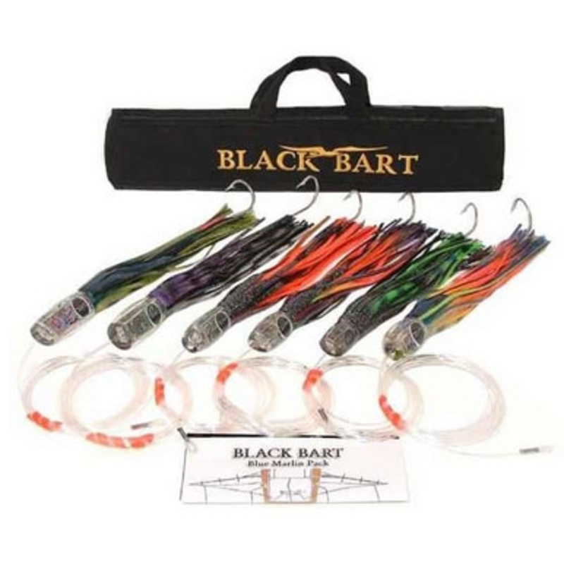 Black Bart Lures Blue Marlin Rigged Trolling Pack Single Hooks