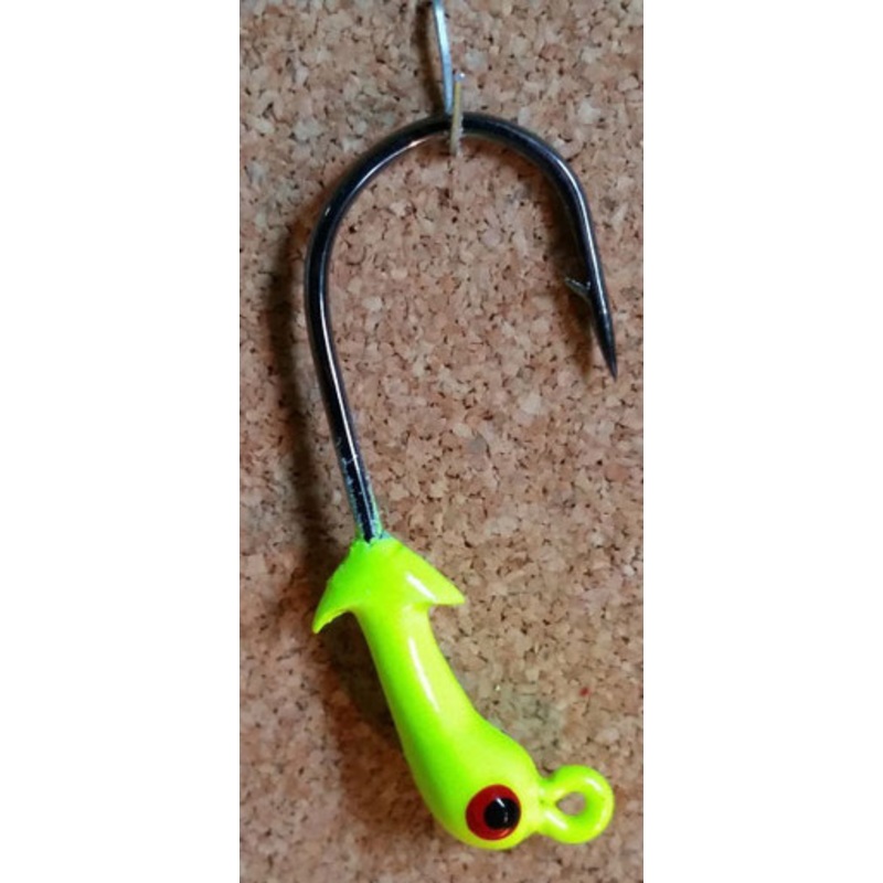 Mission Fishin Double Barbed 1/16oz 2/0 Chartreuse Jig Heads