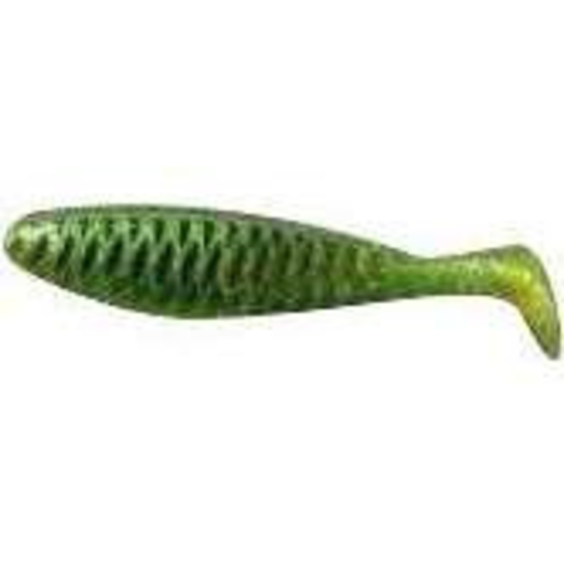 9er's 35 6 Shad Replacement Pack - 3500TGR Chartreuse Glitter w/ Black Tiger Stripes