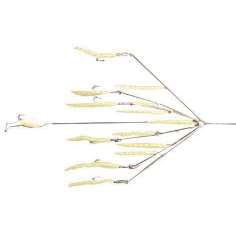9er's 365 7'' 6 Arm N.E. Eel Rig Lure - 3654GLO Glow