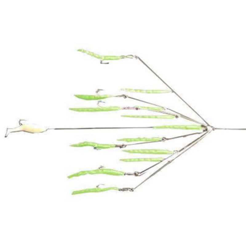 9er's 365 7'' 6 Arm N.E. Eel Rig Lure - 3655GLG Glow Green