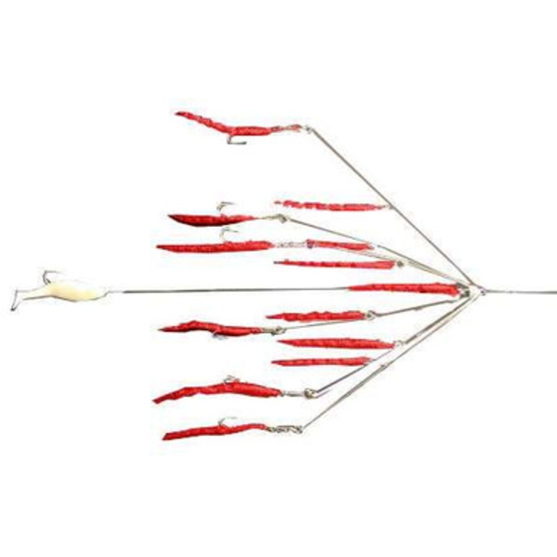 9er's 365 7'' 6 Arm N.E. Eel Rig Lure - 3650RED Red