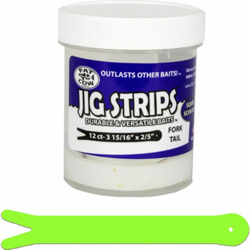 Fat Cow Fishing Jig Strips - Fork Tail - Chartreuse