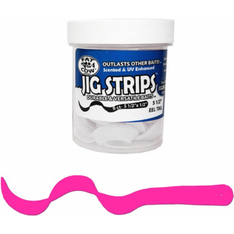 Fat Cow Fishing Jig Strips Eel Tail - 5 1/2 in. - Hot Bubblegum