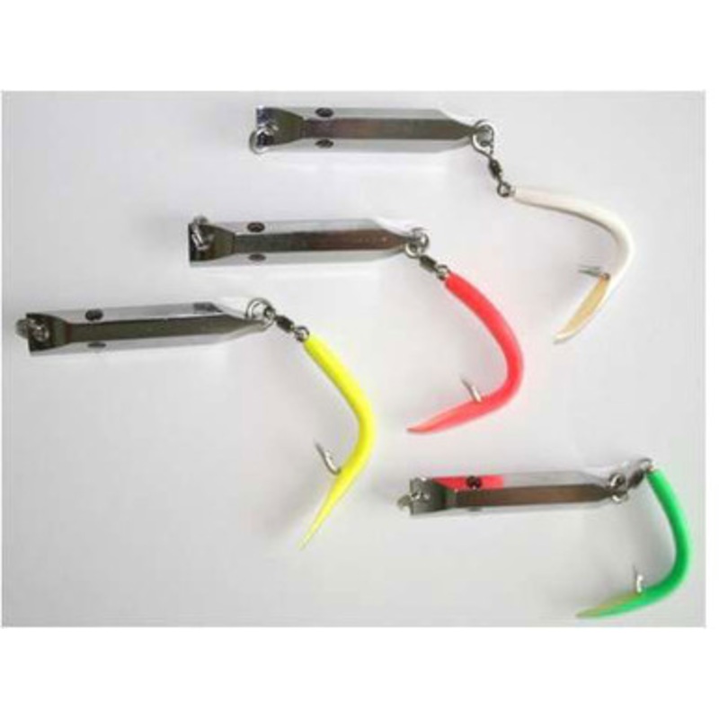 AOK Tackle TH002TT T-HEX Metal Lures with TubeTails Fluorescent Red