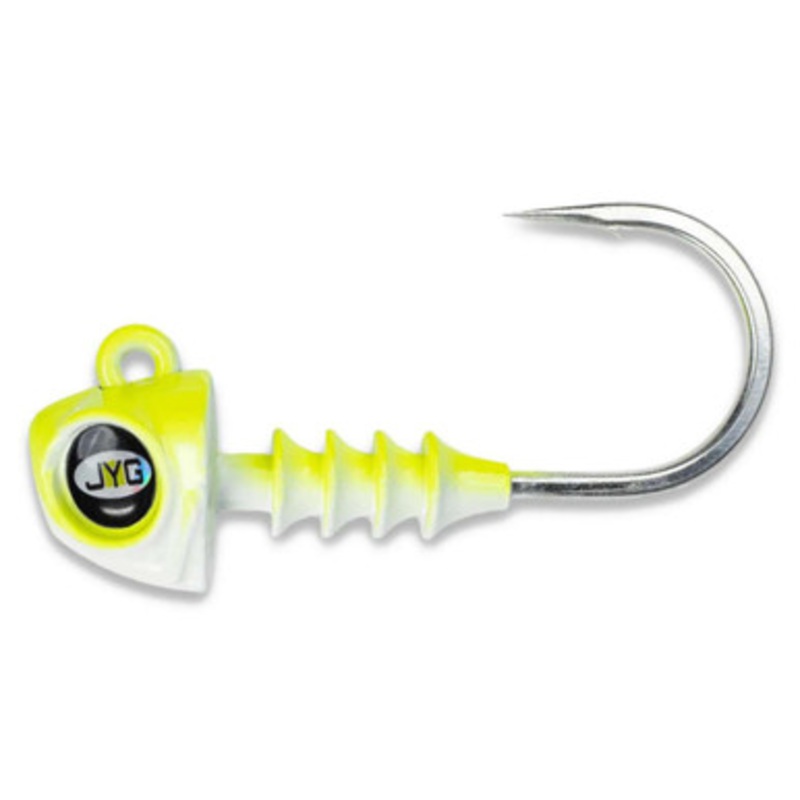 JYG PRO Fishing SWYM Jig Head - 3/4oz (5in Tail) - Highlighter Pearl