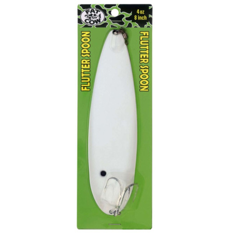 Fat Cow Fishing Flutter Spoon - 8in - White Pearl