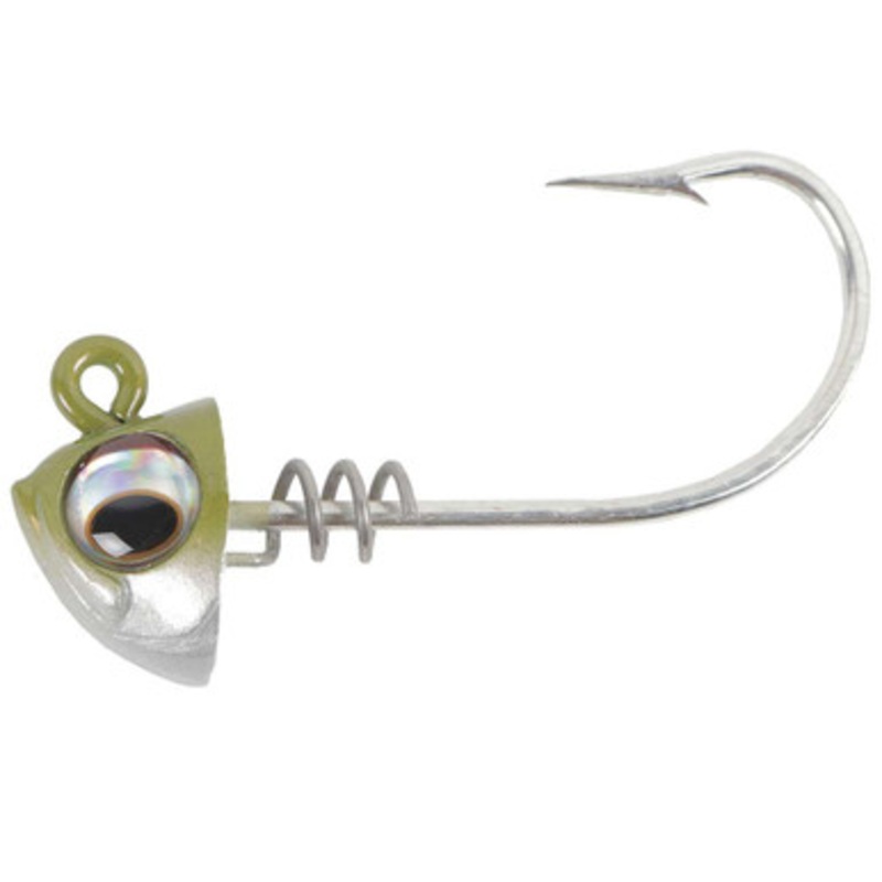 No Live Bait Needed Screwlock Jigheads - 5'' Bait - 1oz - Green Back