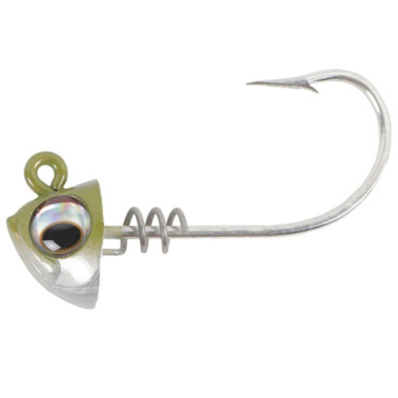 No Live Bait Needed Screwlock Jigheads - 5'' Bait - 1 1/2oz - Grn Back