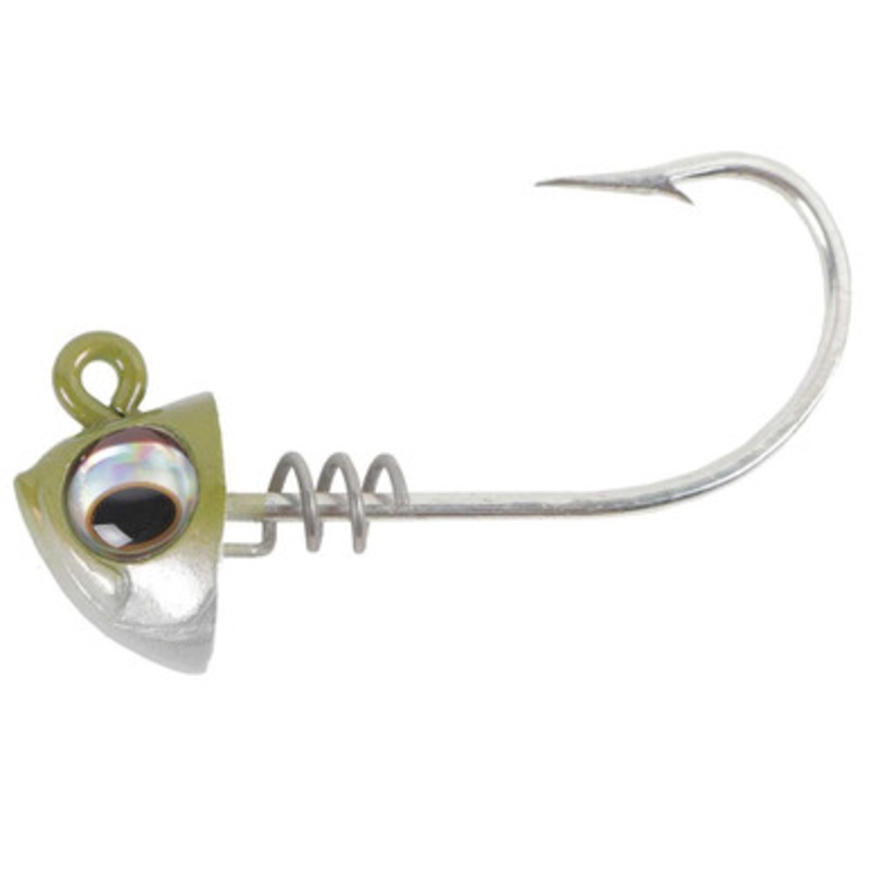No Live Bait Needed Screwlock Jigheads - 5'' Bait - 2oz - Green Back