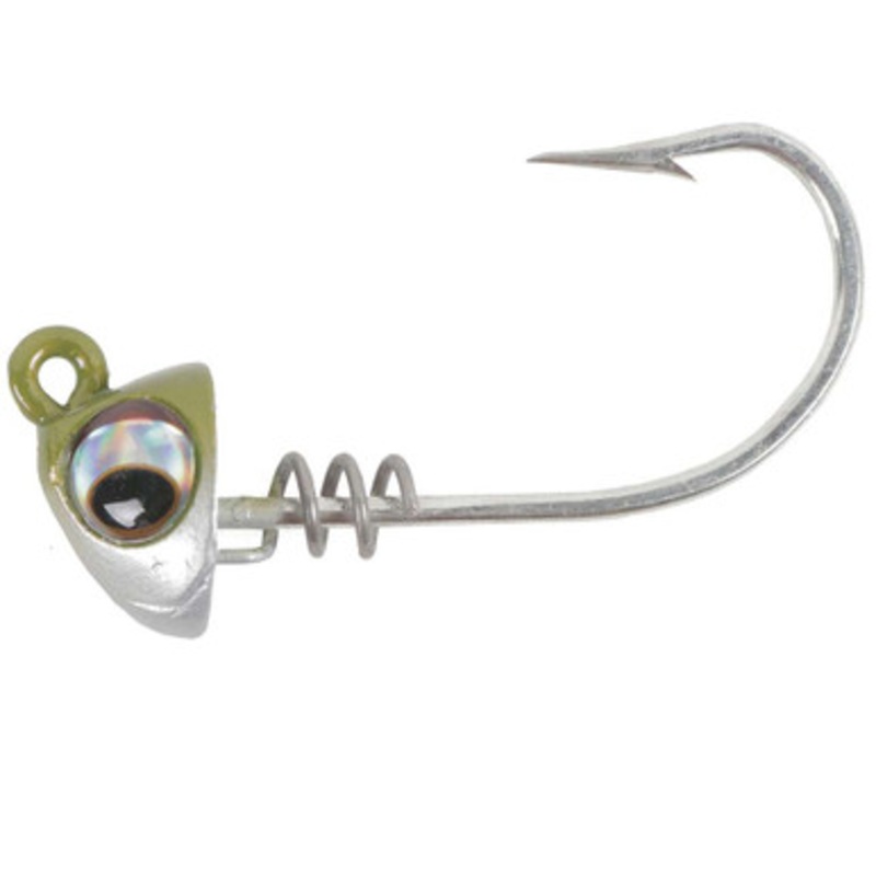 No Live Bait Needed Screwlock Jigheads - 5'' Bait - 3/4oz - Green Back