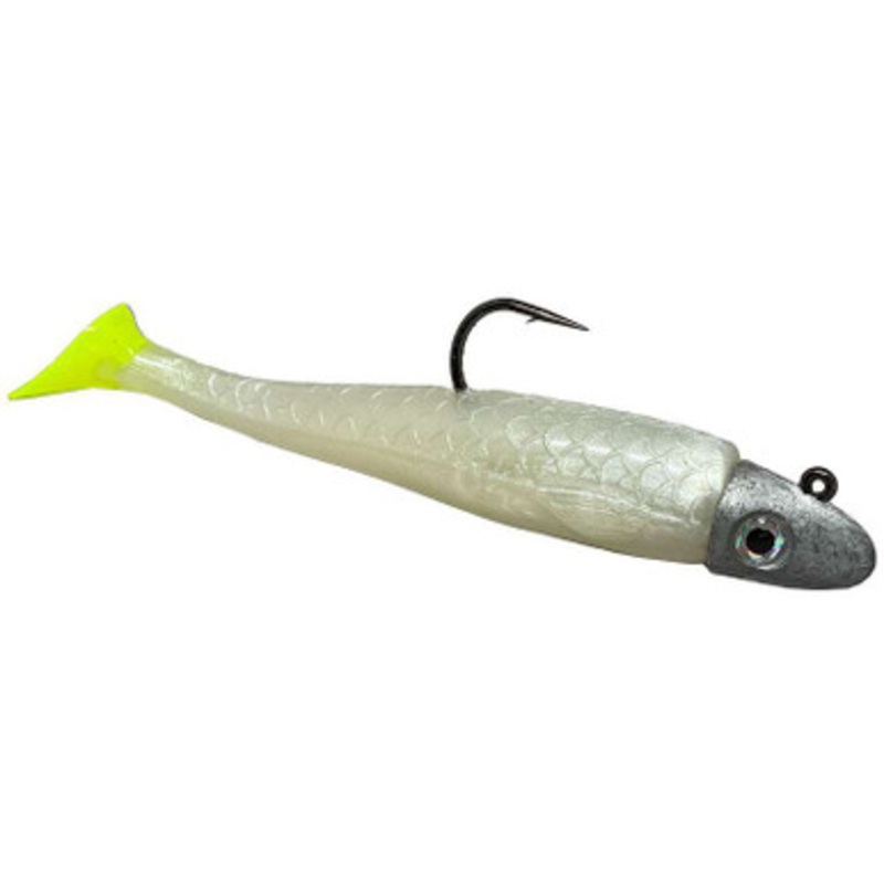 RonZ Z-Fin Original Series Rigged Paddletail - 6in - 3.5oz - Pearl White/Chart