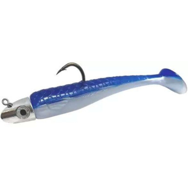 RonZ Z-Fin Big Game Series Rigged Paddeltail - 6in - 3oz - Blue & White