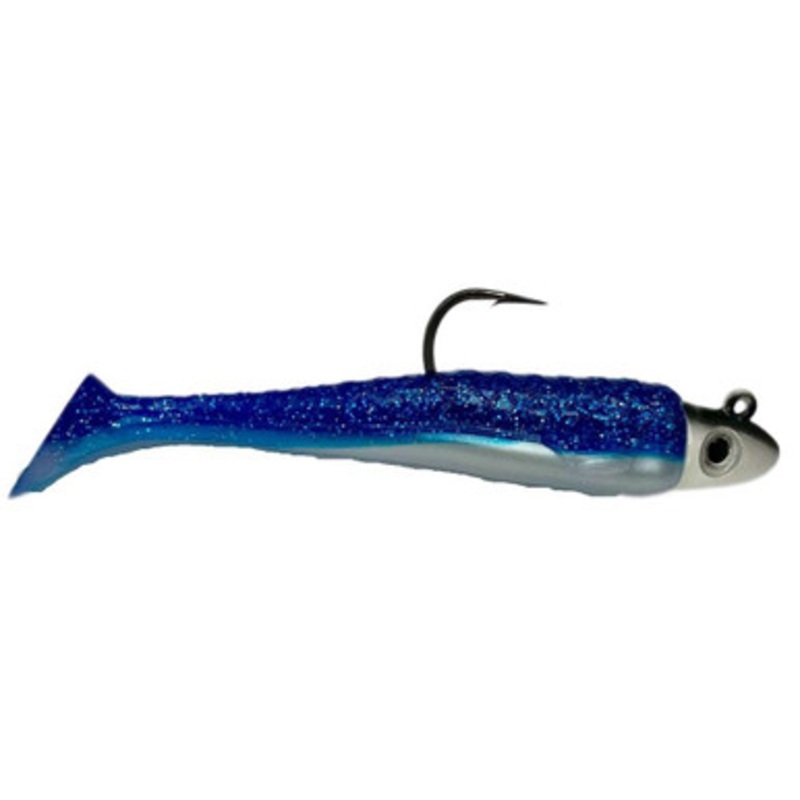RonZ Z-Fin Original Series Rigged Paddletail - 5in - 1.5oz - Bl/Whit